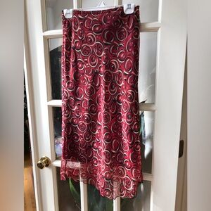 Chic Red Patterned A-Line Skirt